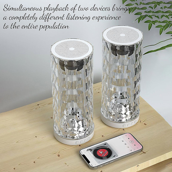 Färgglad kristalllampa smart Bluetooth-högtalare subwoofer ljud bärbar mini skrivbord