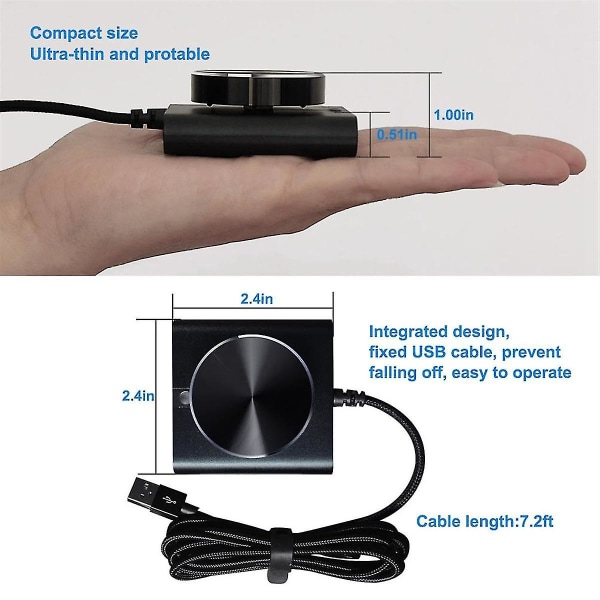 USB-volumenkontrol, tabsfrit PC-computerhøjttaler, volumenkontrolknap, justeringsknap, digital kontrol med