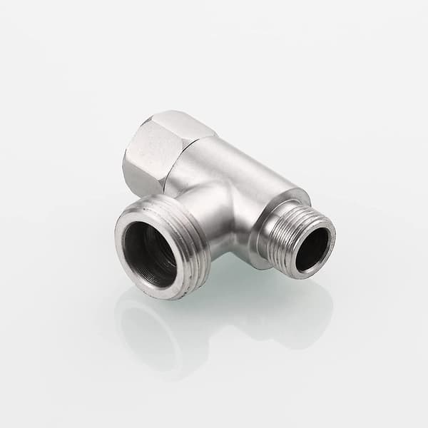 3-vejs 3/8\" og 1/2\" 3-vejs adapter T-forbindelse rustfrit stål 3/8\" vandledning T-fitting børstet nikkel
