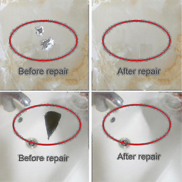 Reparasjonsmiddel for keramiske fliser Gulvfliser passer til badekar porselensreparasjonslimsett (grå)