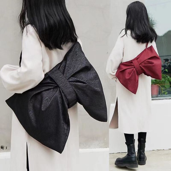 Oversized tøyveske Bow Design Novelty Bag（Stor størrelse，svart）
