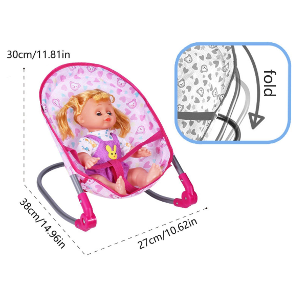 Baby lastenrattaat ruokapöydän tuoli keinutuoli keinu nukeille, kokoontaitettava baby rattaiden lelu (kärryt)