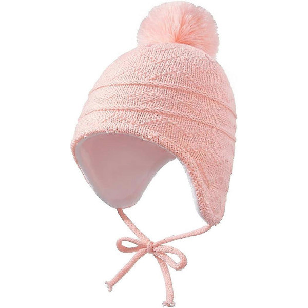 Nyfödda Beanie Hattar Varma Mössa Spädbarn Vinter Toddler Öronklaffar Stickad Hatt med Pompojke Sticka Flicka Omsorg