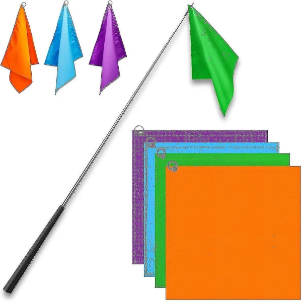 Ridträningsflagga 4 delar Ridträningsutrustning Nylon No Flagpole_fs（Orange grön lila ljusblå）