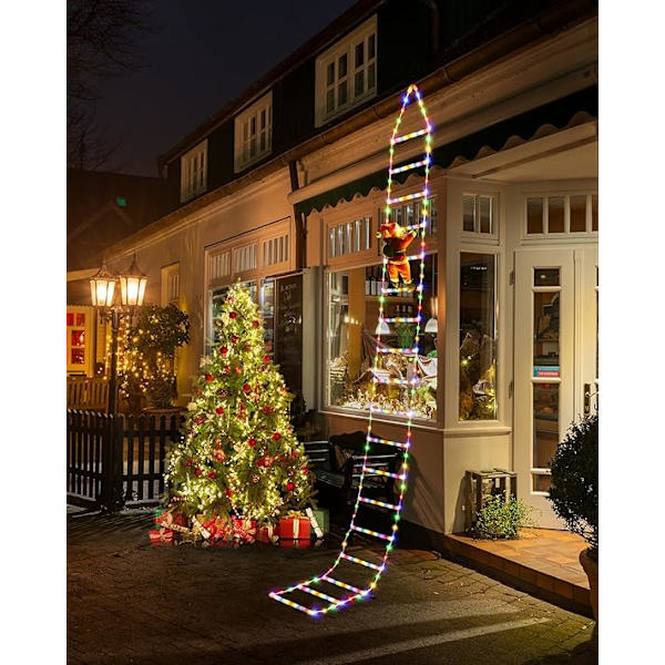 LED-julkulor 2m Juldekorativa Stege Ljus med Tomte, Juldekorationer Ljus för Inomhus Utomhus, Fönster (Flerfärgad)