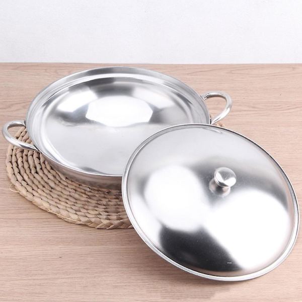 1 set rostfri gryta med dubbla handtag och lock