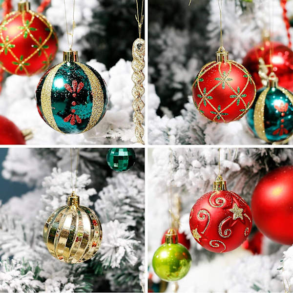 Julgranspynt, 30-pack Julgranskulor Dekorationssats 2,36 tum Röd Grön Och Guld Julgranskulor Oförstörbara Hängande Julgranspyntssats