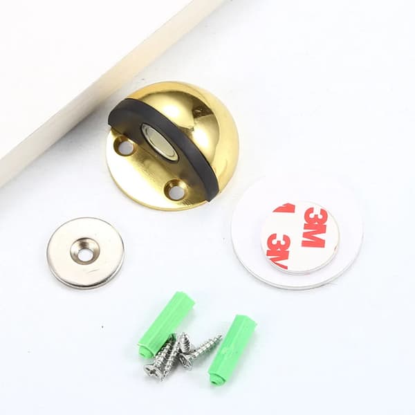 2-pack dörrstopp, magnetisk dörrstopp, dold modern magnetisk dörrfångare för golvmontering, (guld)