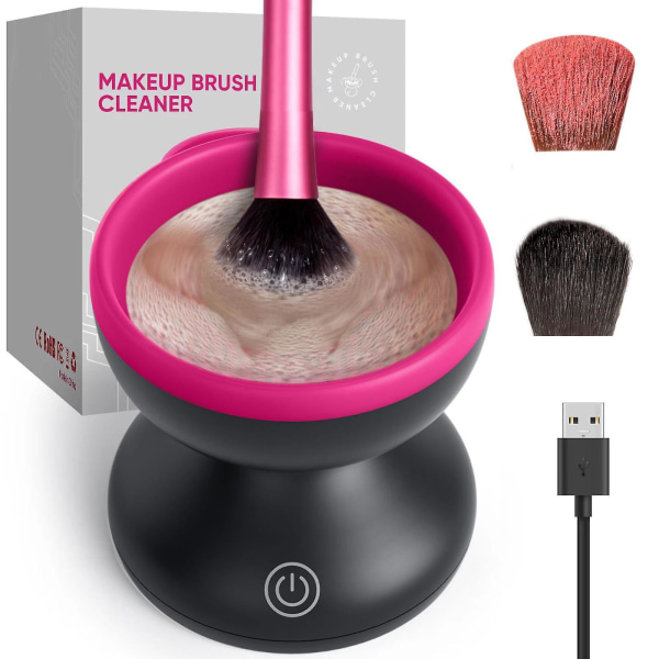 Sähköinen meikkisiveltimen puhdistuskone ammattimainen meikkiharjan puhdistustyökalu (vaaleanpunainen)