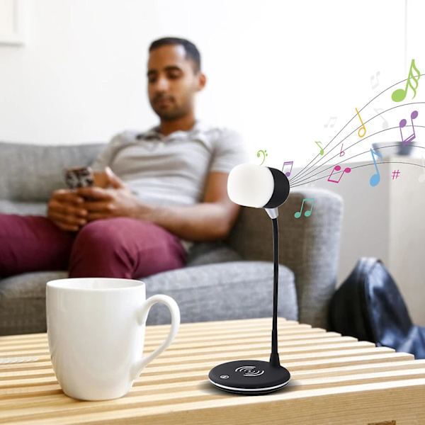 Trådlös laddning Bluetooth-högtalare tre-i-en LED dimbar touch-lampa ljud sänglampa subwoofer-högtalare