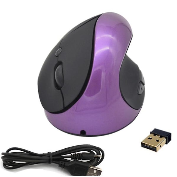 Trådlös ergonomisk vertikal mus möss optisk för PC bärbar dator, lila