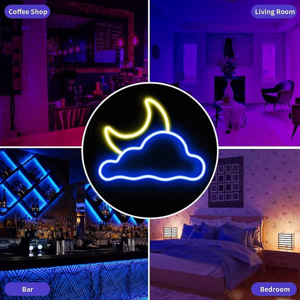 Neon Skylt Moln Och Måne För Väggdekor USB-driven LED Neon Skyltar För Sovrum Barnrum Bröllopsfest Dekoration, Justerbar Ljusstyrka - Varmvit