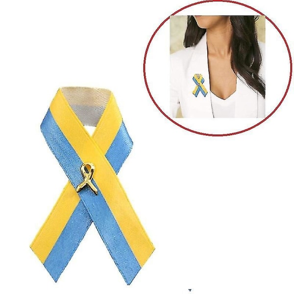 Satin Ukraine Awareness Ribbon Pins Ukraine Pin 5stk