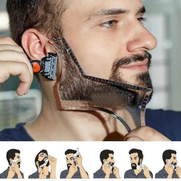 Män Skäggmall Stylingverktyg Dubbelsidigt skäggformande kam Skönhetsverktyg Rakning Hårborttagning Razor Tool för