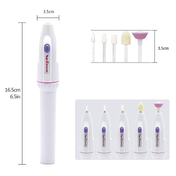 Elektrisk Nagelfräsmaskin Naglar Konst Fil Elektrisk Manikyr Set, Bärbar Nagelfil Fingernagel Slip Kit Multifunktionell Naturlig Tånagel Polermaskin Slipning