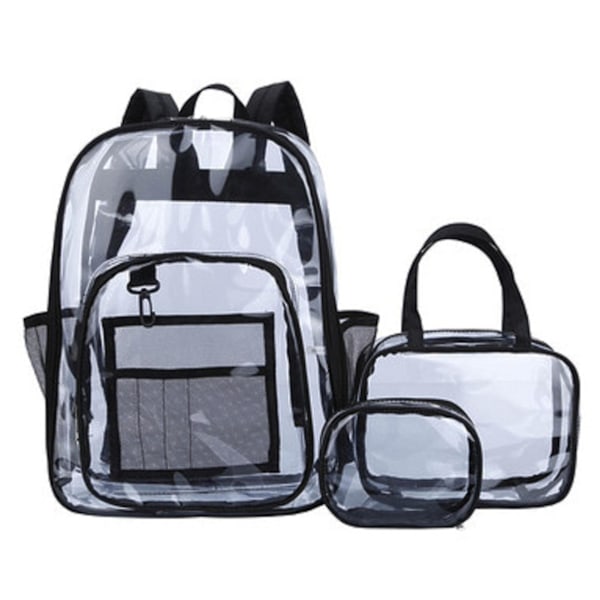 3pcs Backpack Set Outdoor Student Transparent Pvc School Travel Bag Lightweight