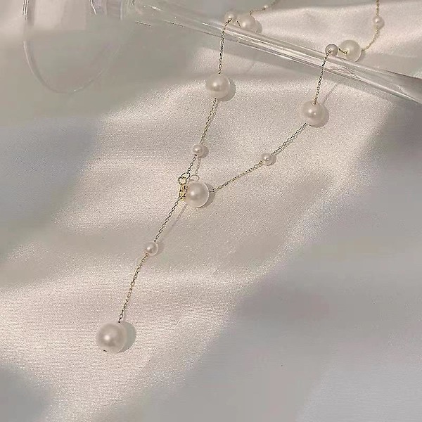 Perle Choker Delikat Justerbar Halskjede Perle Tiny Chain Delikat Mors Valentinsdag Smykker for Kvinner Jenter