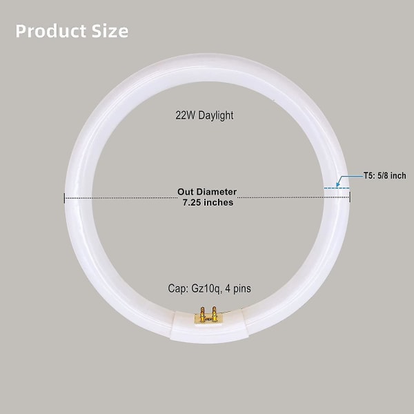 För Floxite/zadro/rialto T5 22w cirkulär spegellampa 7,25 tums diameter