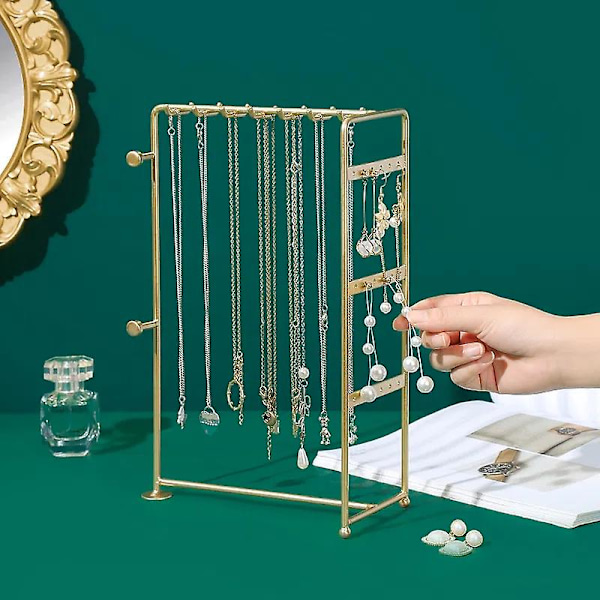 Halsband Örhänge Metall Smycken Display Stativ Guld Och Svart Ring Förvaring Organisatörer Rack Hållare Butiker Display Dekor