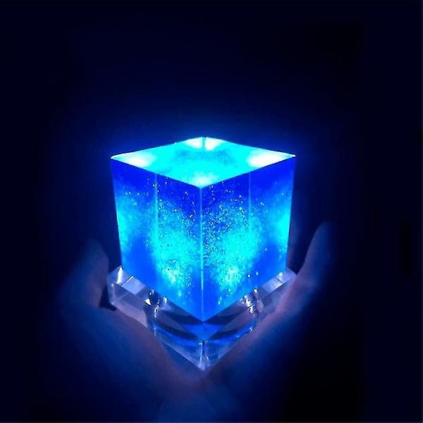 Mike Avengers Loki Led Tesseract Cosmic Cube Cosplay Prop Natlys Glødende Lampe Kreativt legetøj Samlerobjekt Modelgave（Glasbase lysende）