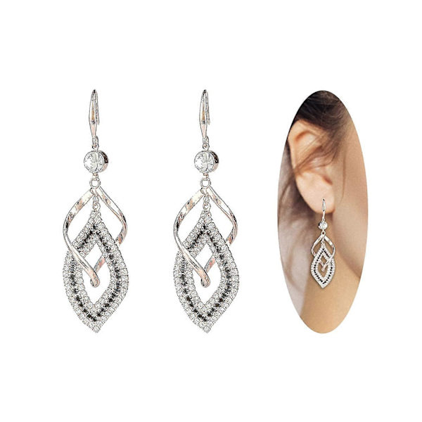 Hängande Örhängen för Kvinnor och Tonårsflickor, Silver Handgjorda Linjära Virveltråd Bohemiska Boho Diamanter Örhängen, Presenter för Kvinnor (roséguld)