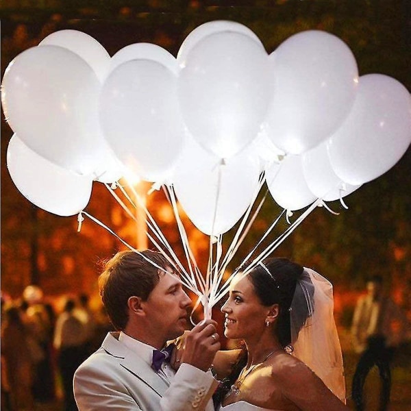 40 stk. LED oplyste balloner til valentinsdag fødselsdag bryllup dekoration (hvidt lys)
