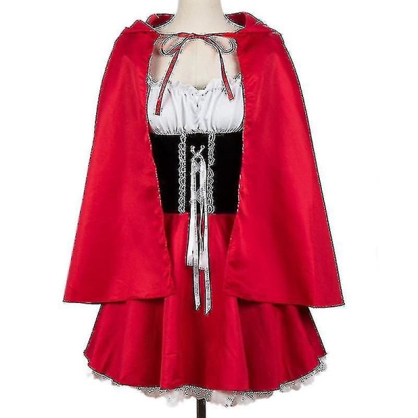 Xs-6xl Deluxe Vuxen Liten Rödluva Kostym Med Cape Kvinnor Förklädnad Halloween Party Prinsessan Fancy Dress-1（5XL-Rödluva）