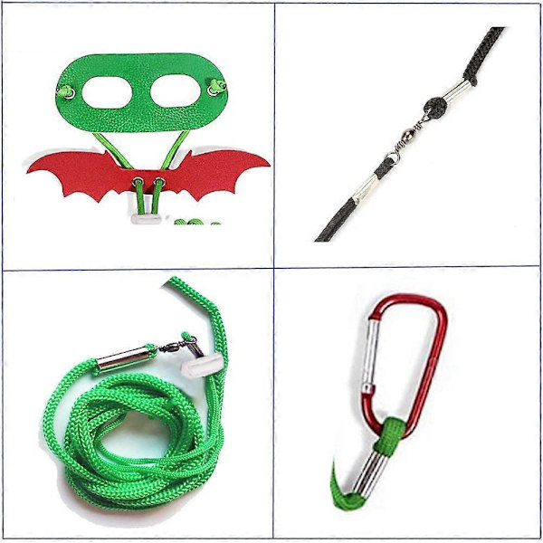 Julset för Skäggagam - Koppel och Vingar Sele, Röd och Grön Jul, Tomteluva och Halsduk Kostym Kläder Outfit för Reptil