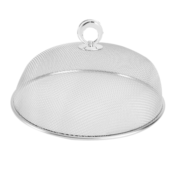 1 st rostfritt stål matskydd hopfällbar cirkulär matskydd mat tält för hem (Silver Diameter 24CM)