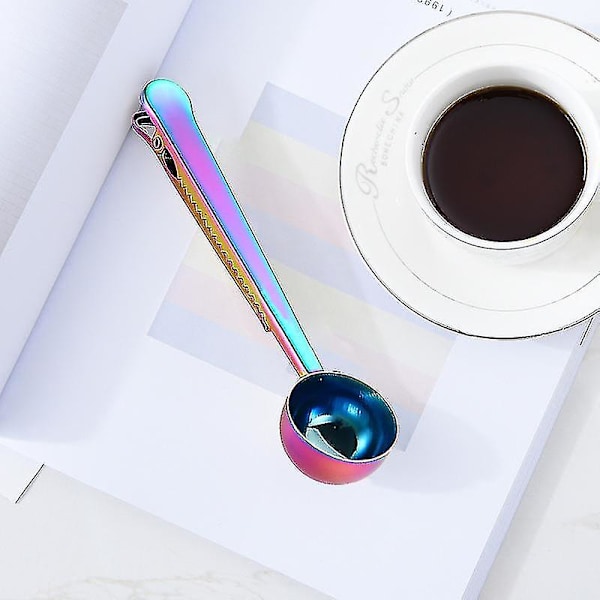 Kaffeskopa, Multifunktionell Kaffemätningssked - Perfekt för att mäta kaffe, te, proteinpulver, snabbdrycker och mer - Kaffesked med påseklämma