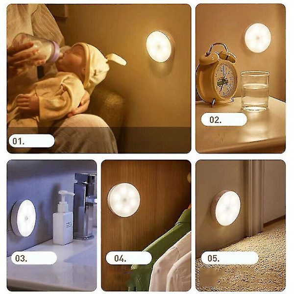 Led Bevægelsessensor Lys Pir Badeværelse Natlys Med Usb Kabel Skab Trappe
