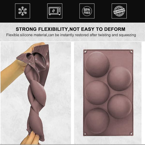Halvsfärisk silikonform Stor 5-håls, 3-pack chokladbollform
