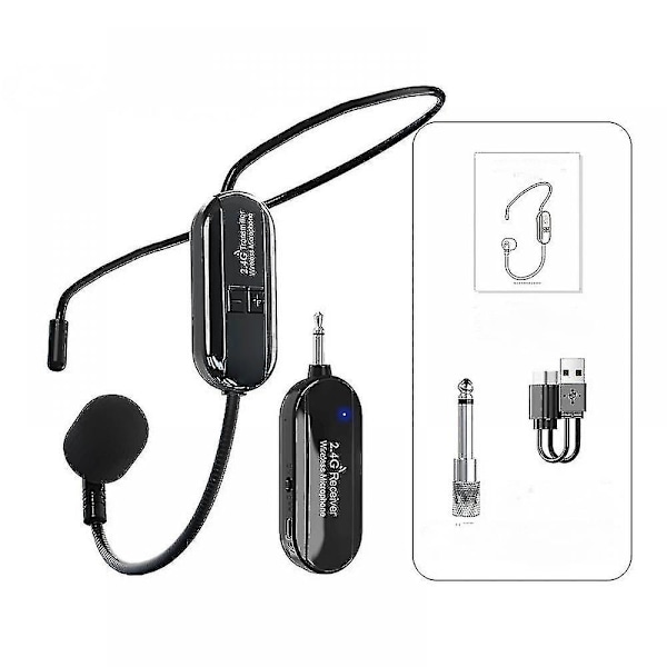 Langaton headset-mikrofoni, 2.4g vedenpitävä ja hikinpitävä langaton mikrofonijärjestelmä kunto-ohjaajille, spinningiin, joogaopetukseen