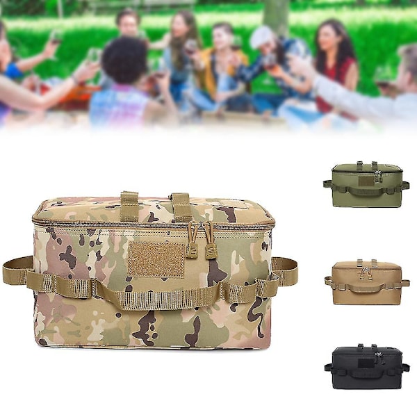 Bärbar hopfällbar picknickverktygsförvaringsväska Multifunktionell lätt packning för vandring camping（Lera färg）
