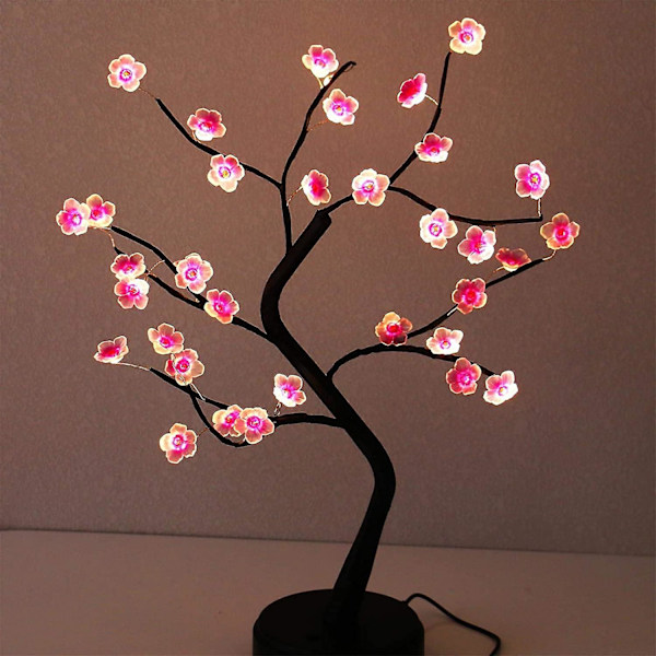 Bordplade Bonsai Træ Lys Med LED Kirsebær Blomster Træ Lampe