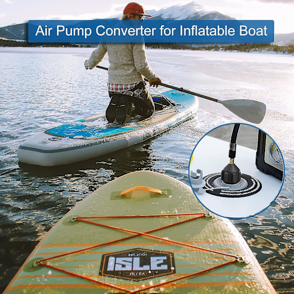 2 st Inflatable SUP Pump Adapter, Luftventilanslutning för Stand Up Paddle Board, Kajak, Båt (Svart)