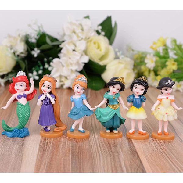 Söt Miniatyr Prinsessdocka, 6 st Mini Söt Flickprinsessa Leksaksdocka Set Tårta Topper Dekoration Växtkruka Hantverk Dockhus Dekor