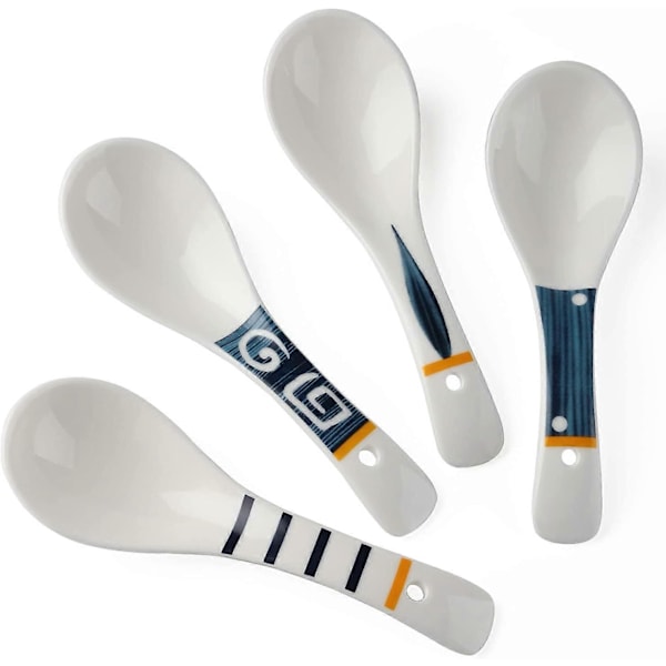 Keramiska Asiatiska Soppslev Set om 4 Japanska Ramen Soppslev Porslin (Japansk stil)