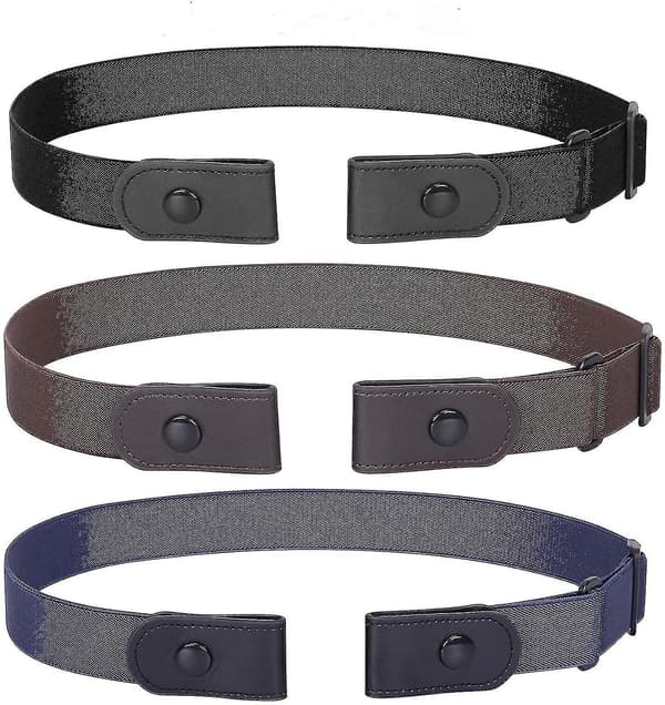 3-pack 4-pack Osynlig Stretchbälte utan spänne Elastiskt bälte utan spänne