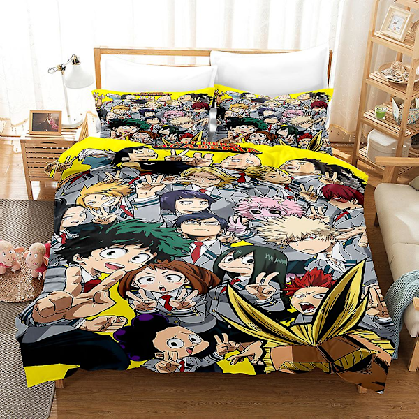 3D Digitaltryck Cartoon My Hero Academia Quilt Cover Pillowcase Sängkläder Tredelad Set YXX17 180*200cm -ZHENV（180*200cm）