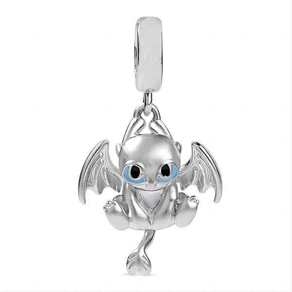 Little Dragon Charm hänge Sterling Silver Armband/halsband Smycken Present För Kvinnor Herr Flerfärgad Valfri（Silver）