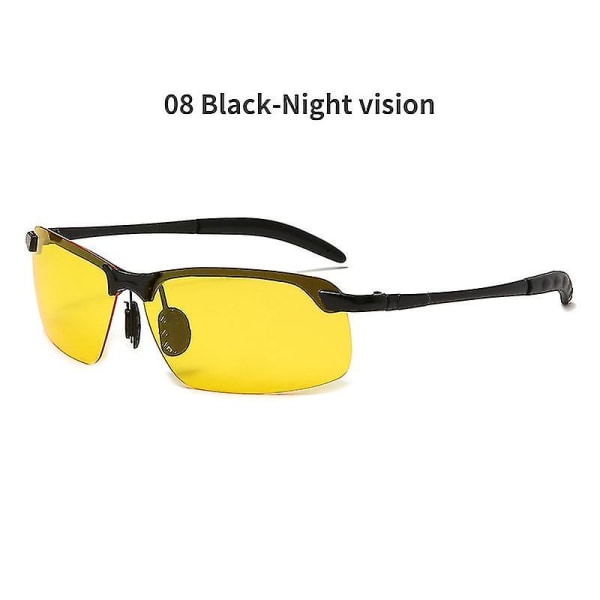 Polariserte fotokromatiske solbriller, solbriller med overgangslinse for menn, etui uten briller (Black-Night Vision)