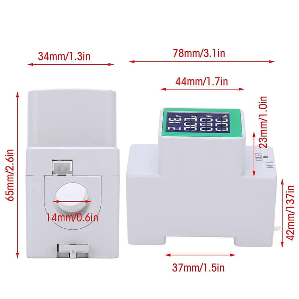 Pzem-008 LCD-display digital amperemeter voltmeter multifunktionell skenmontering wattmeter display spänning/ström/effekt/el AC 50-300v