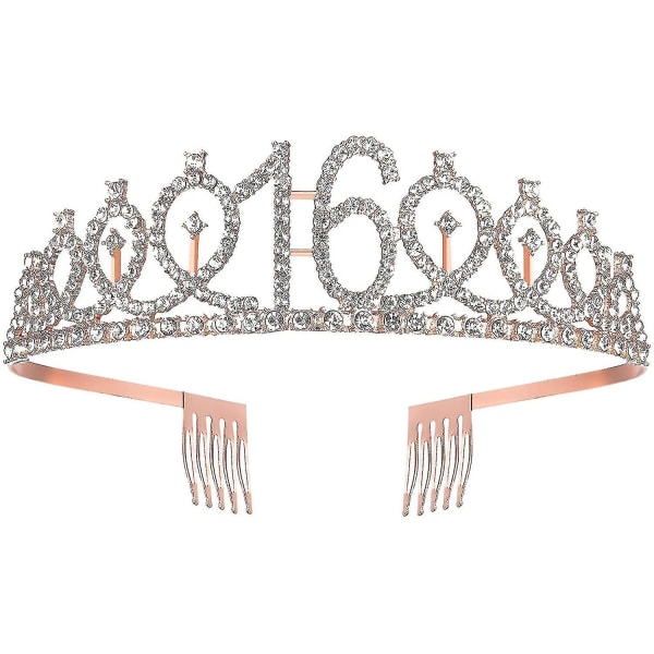 16-vuotisvyö ja tiara tytöille, Sweet Sixteen Syntymäpäivä vyö ja tiara 16 & upeat tiara 1kpl (hopeaa)