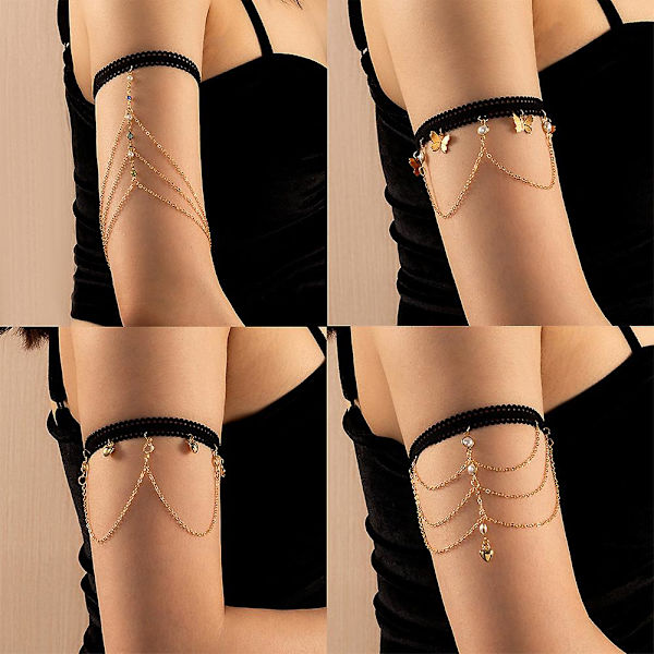 4 stycken arm manschett överarm band manschett armband armband guld armband set