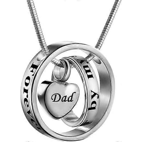 1 ST -Pappa-Kremerings Smycke Inte Längre Vid Min Sida, För Alltid I Mitt Hjärta Utskuren Locket Minneshalsband Souvenir Urna Hänge