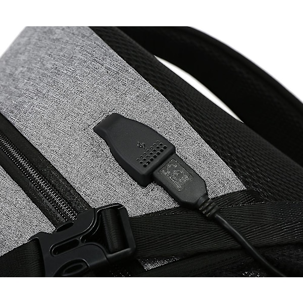 Usb-laddningsbasketväska Ryggsäck Hög kapacitet Herrryggsäck Mode/fritid/affärer（grå）