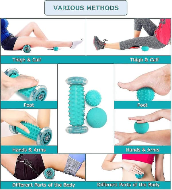 3 sæt fodmassagebolde pindsvinbold og fodmassagerullesæt