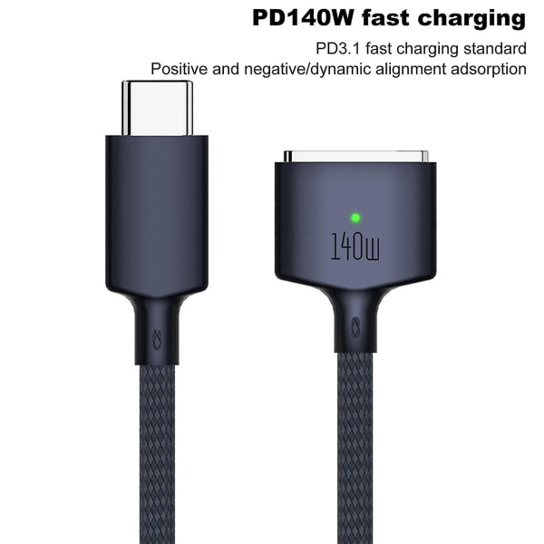 Typ-c till magnetisk laddningskabel Typ-c-adapterkabel för Macbook Pd3.1 140w snabbladdningsadapterkabel för Macbook-strömförsörjning - Snngv（Vit）