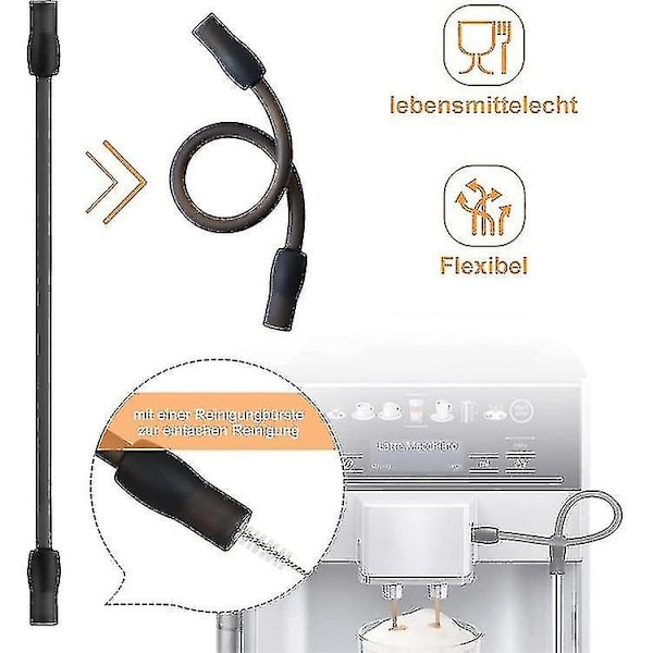 Vaihdettava letku + puhdistusharjasarja: Bosch Veroaroma-, Siemens Eq.6 -kahvikoneisiin (tummanharmaa) Kb